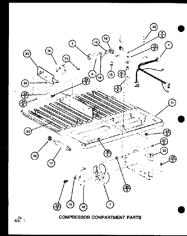 Compressor Compartment Parts Diagram and Parts List for TM16G1-P76512-28W  Amana Refrigerator