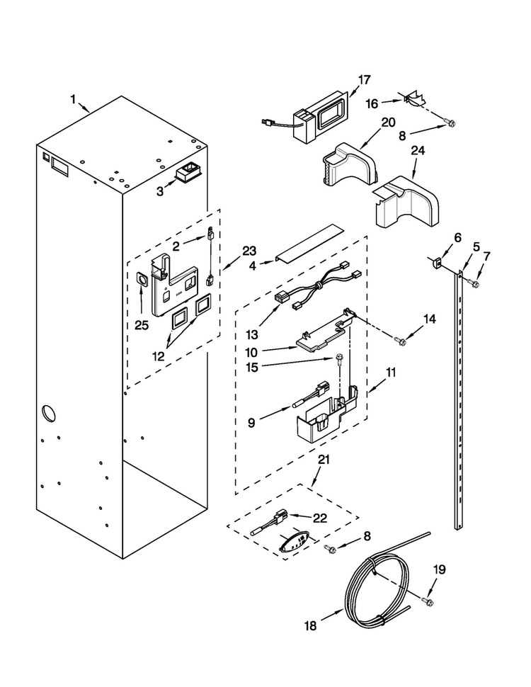 Refrigerator Liner Parts Diagram and Parts List for JS42PPDUDB02  Jenn-Air Refrigerator