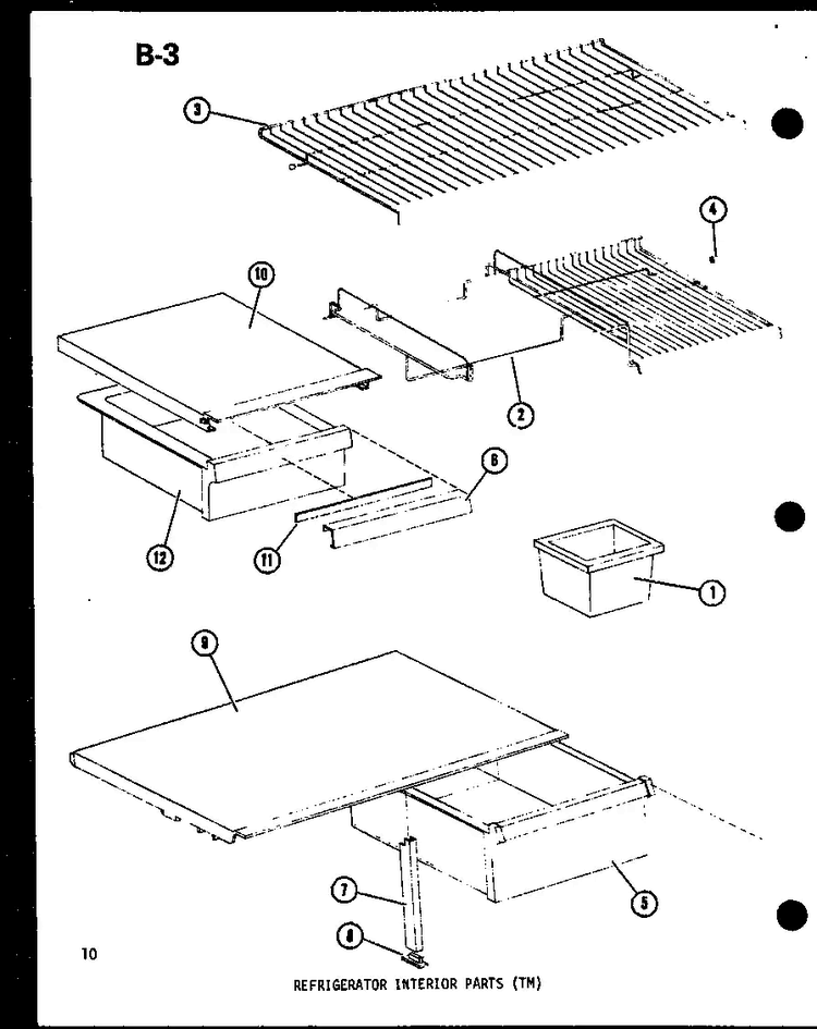 Refrigerator Interior Parts Diagram and Parts List for TM14D-P73953-23W  Amana Refrigerator