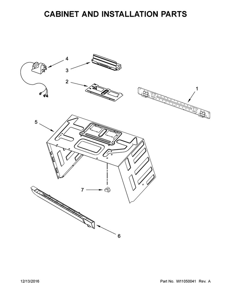 Cabinet And Installation Parts Diagram and Parts List for MMV5219FW0  Maytag Microwave