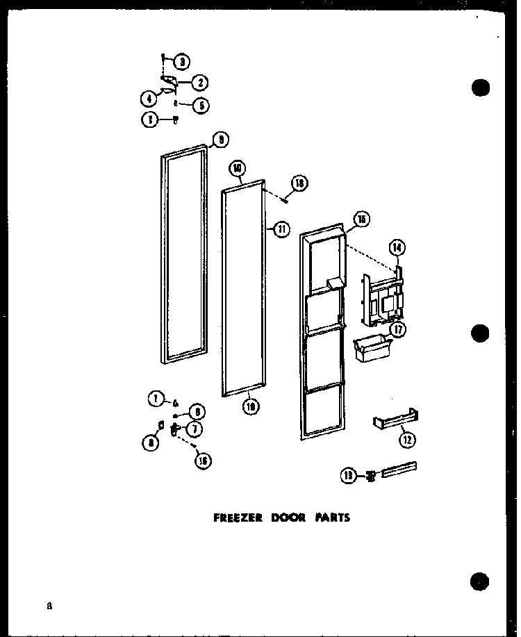 Freezer Door Parts Diagram and Parts List for ESR22N-P73320-45W  Amana Refrigerator