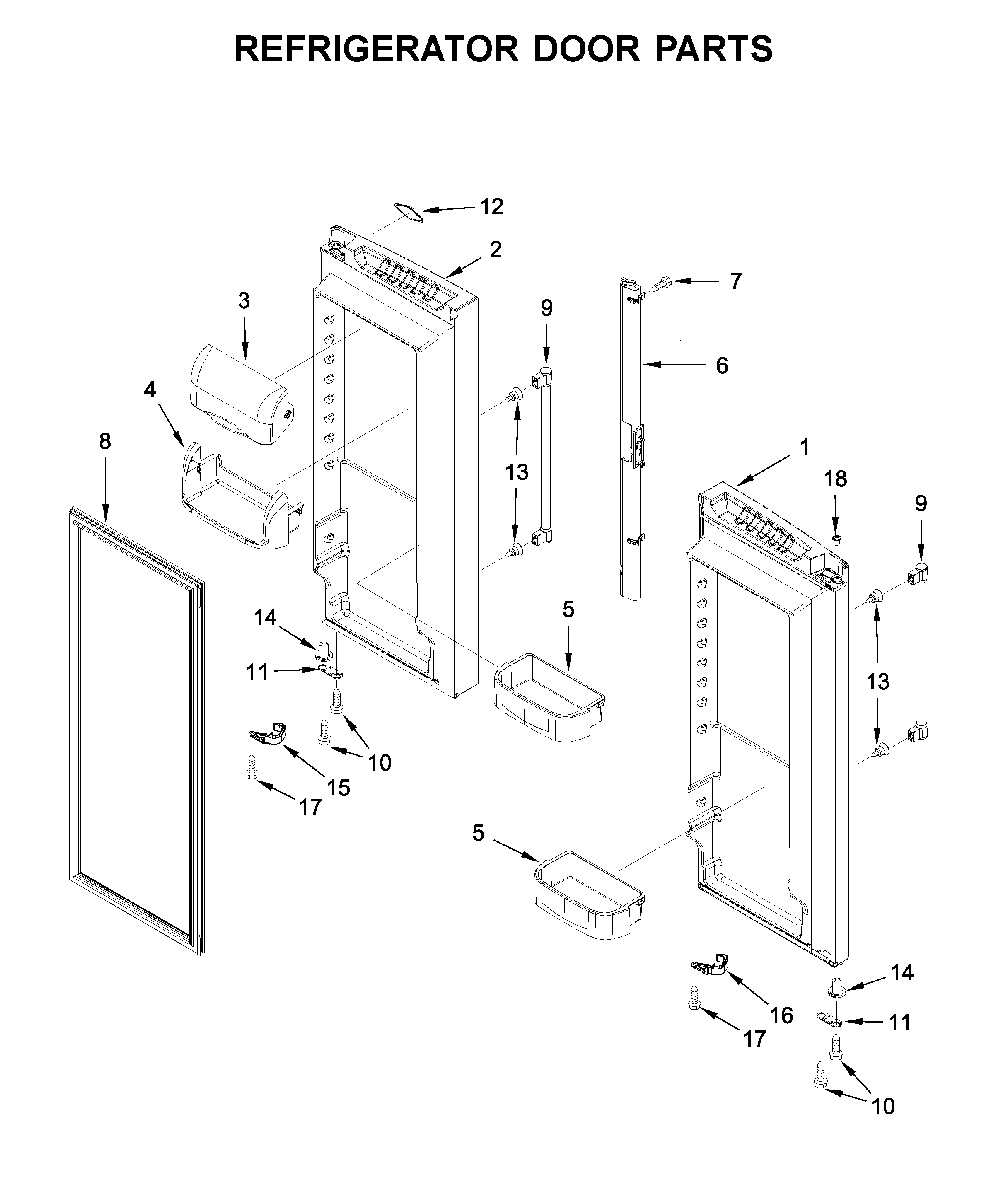 Refrigerator door parts Diagram and Parts List for MFF2558FEZ05  Maytag Refrigerator