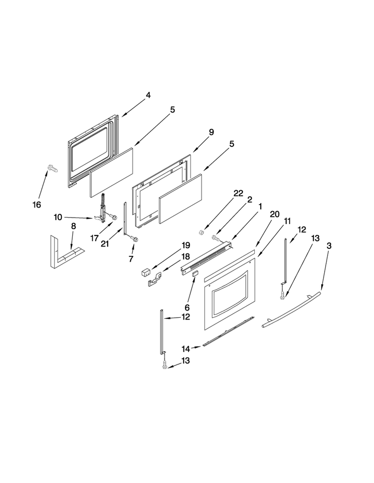 Door Parts Diagram and Parts List for MGR5875QDQ1  Maytag Range