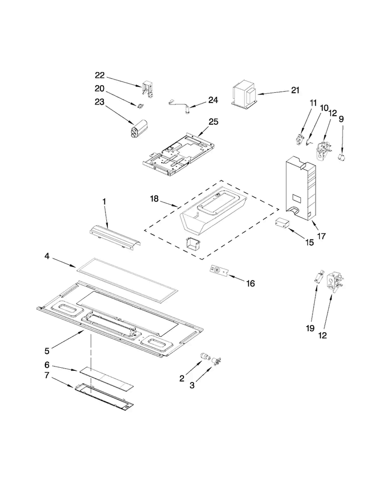 Interior And Ventilation Parts Diagram and Parts List for MMV1164WS3  Maytag Microwave