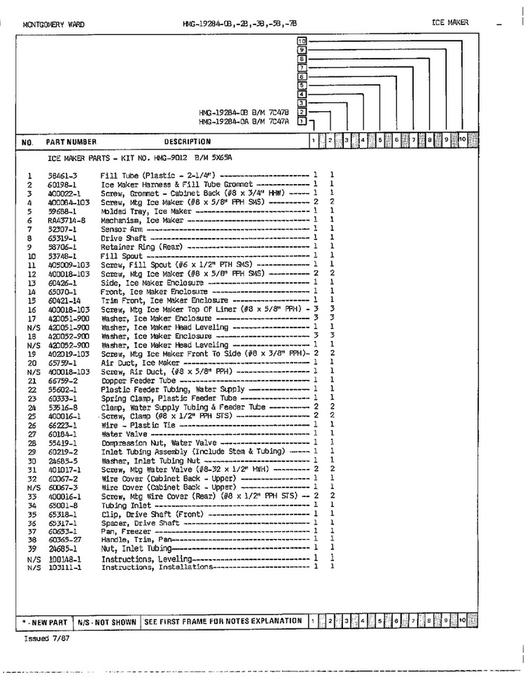Ice Maker Page 2 Diagram and Parts List for 19284A  Admiral Refrigerator