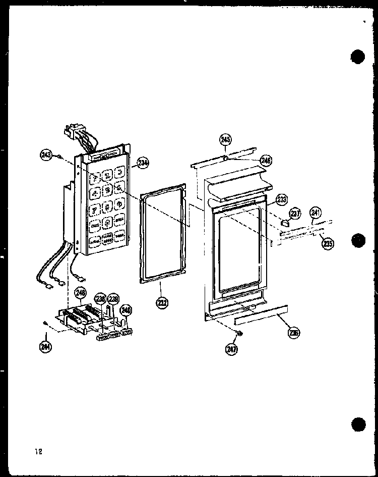 Control Panel Diagram and Parts List for RR P72110-6M Amana Microwave