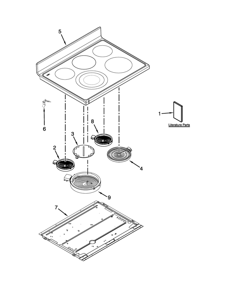 Cooktop Parts Diagram and Parts List for MET8820DS02  Maytag Range