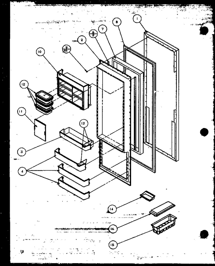 Refrigerator Door Diagram and Parts List for SBD20MW-P1120201WW  Amana Refrigerator