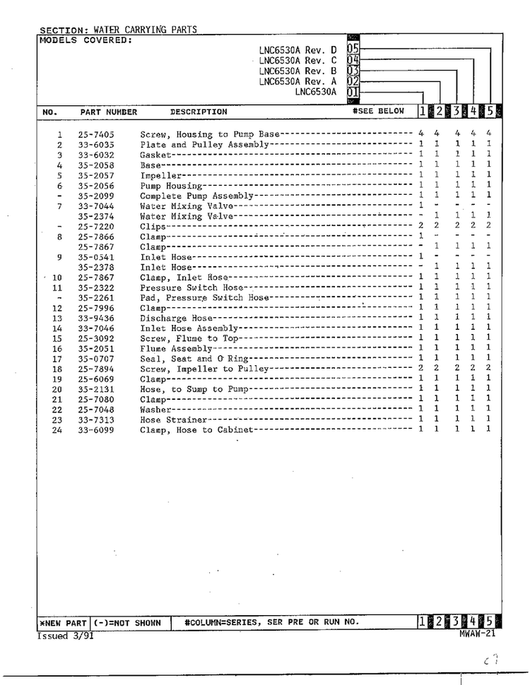 Water Carrying And Pump Assembly Page 2 Diagram and Parts List for 6530A REV A Norge Washer