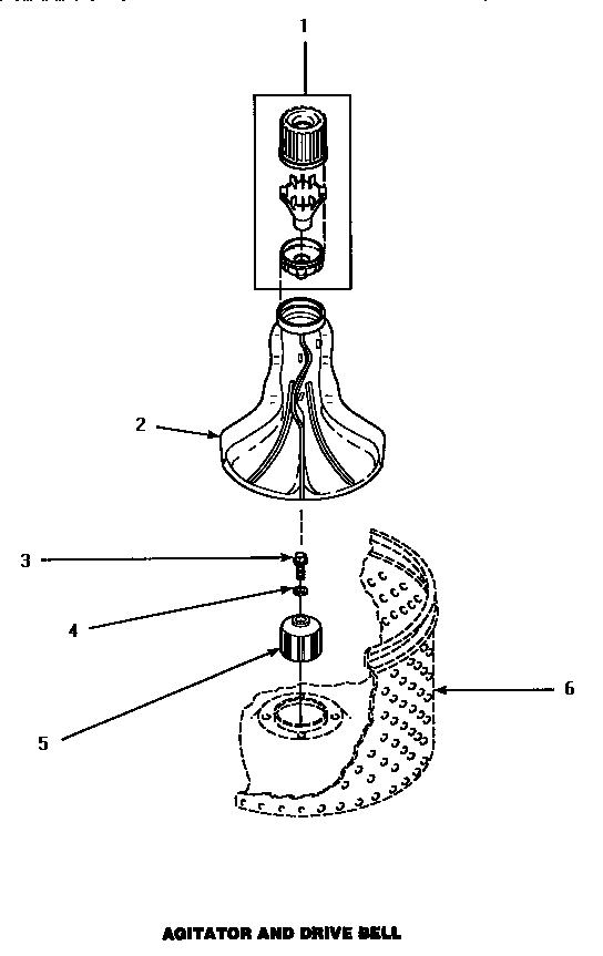 Agitator & Drive Bell Diagram and Parts List for LW4303L-P1163304WL  Amana Washer