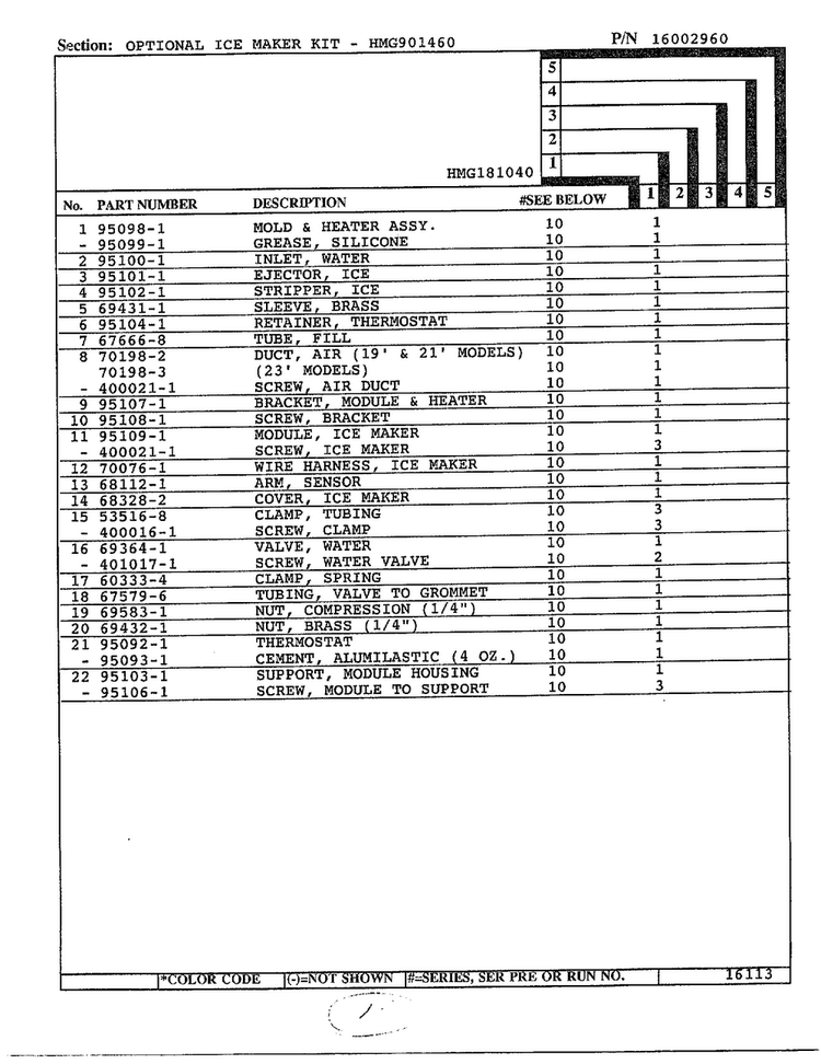 Optional Ice Maker Kit Page 2 Diagram and Parts List for 181040  Admiral Refrigerator