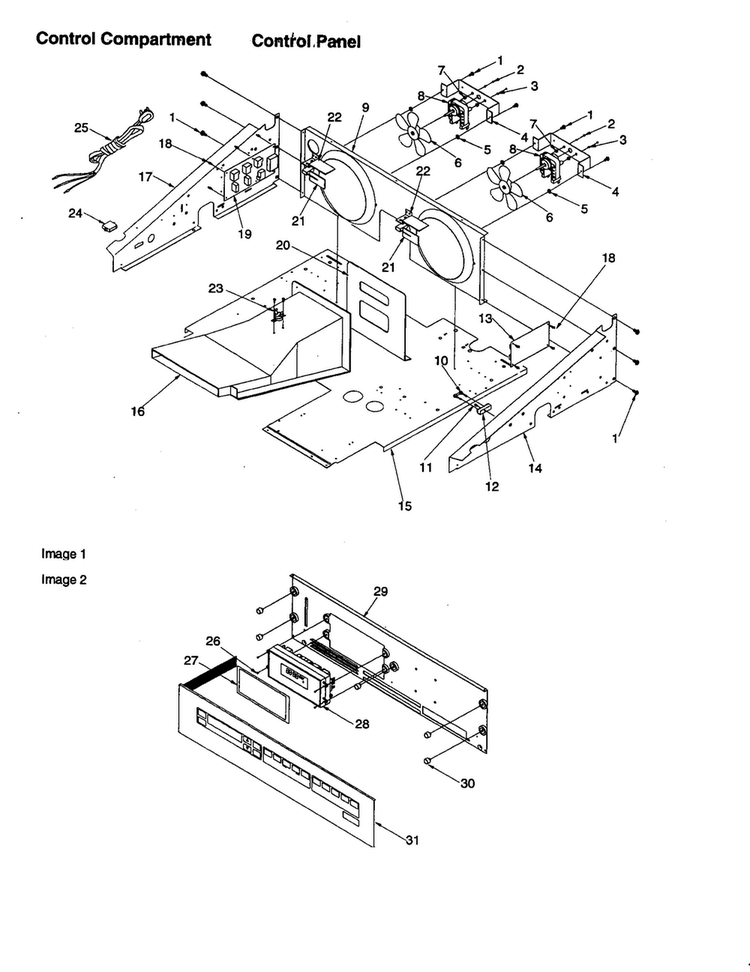 Control Compartment/control Panel Diagram and Parts List for AOGD2750E-P1132530NE  Amana Wall Oven