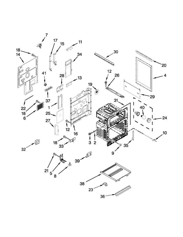 Chassis Parts Diagram and Parts List for MET8820DS02  Maytag Range