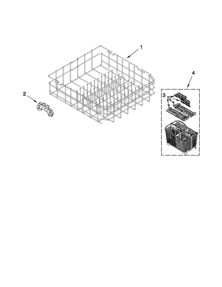 Lower Rack Parts Diagram and Parts List for MDB7759AWS3  Maytag Dishwasher