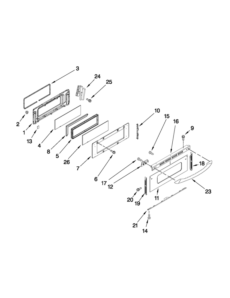 Upper Door Parts Diagram and Parts List for MGR6751BDW19  Maytag Range