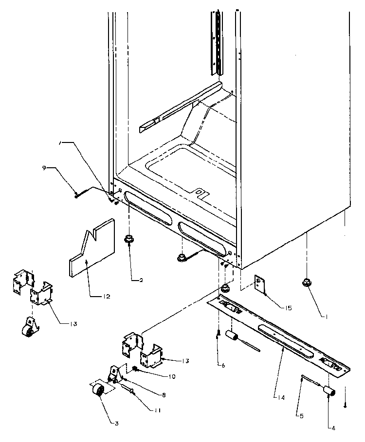 Cabinet Bottom Diagram and Parts List for TA18R3L-P1158307WL  Amana Refrigerator