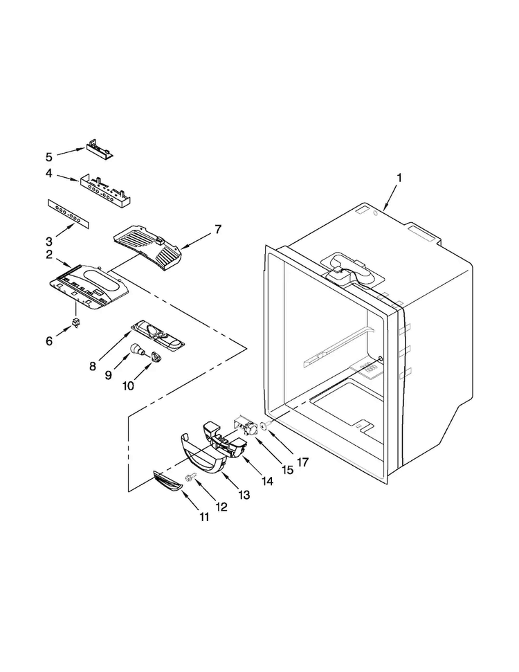 Refrigerator Liner Parts Diagram and Parts List for ABB2224BRB00  Amana Refrigerator