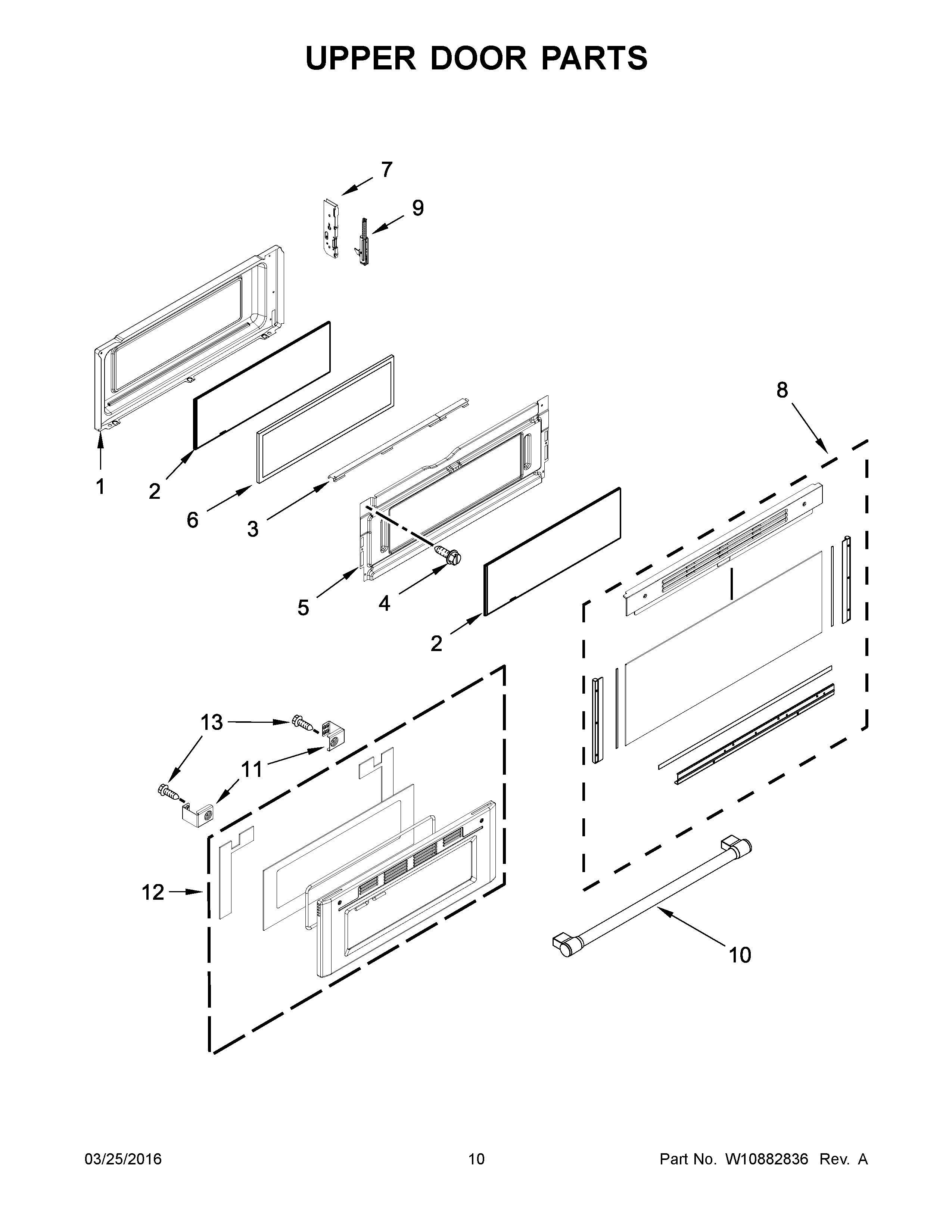 06 - UPPER DOOR PARTS Diagram and Parts List for YMET8720DS03  Maytag Range