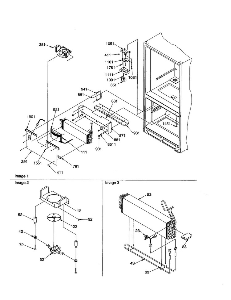 Evaporator/freezer Control Assembly Diagram and Parts List for BC21VL-P1325004WL  Amana Refrigerator