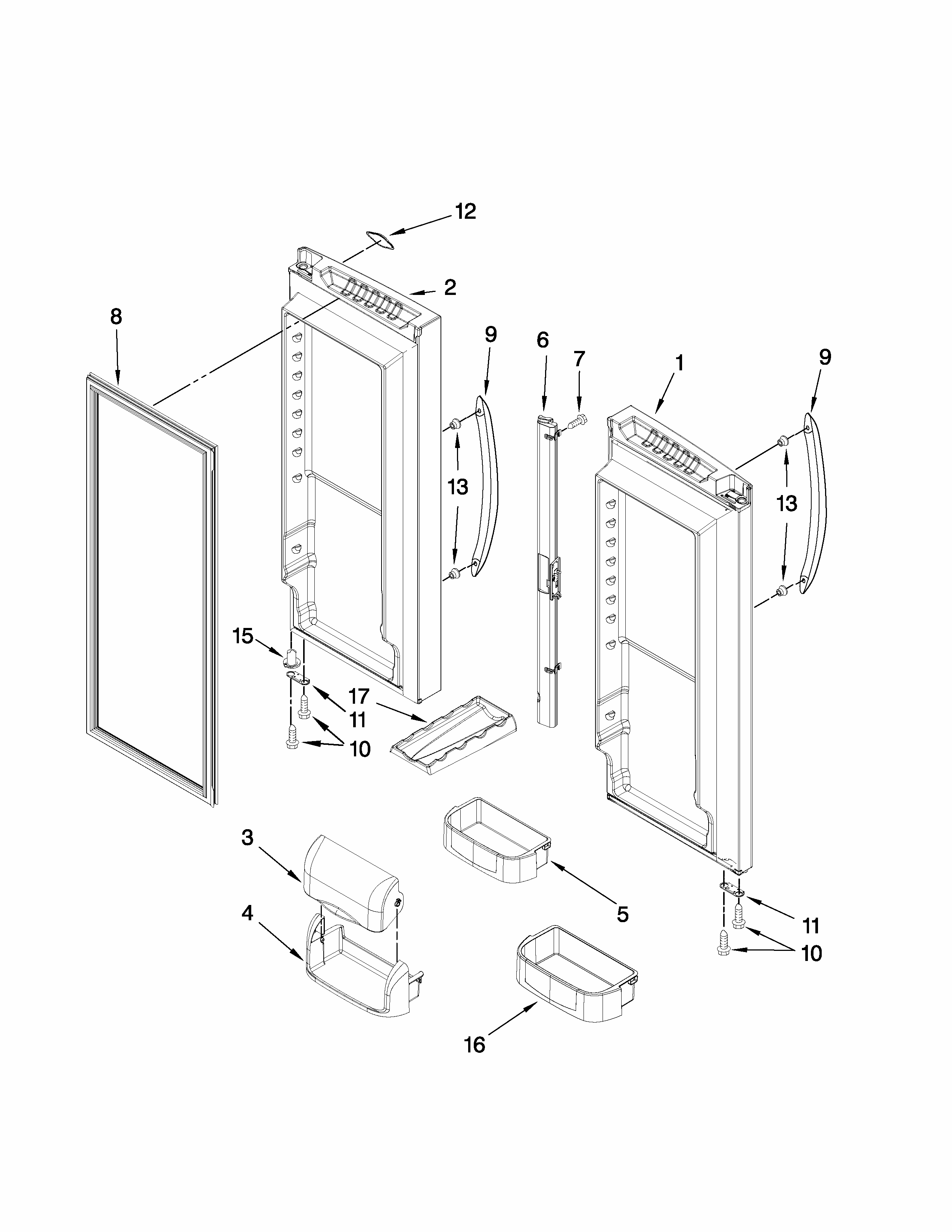 Refrigerator Door Parts Diagram and Parts List for G32526PEKW4  Maytag Refrigerator