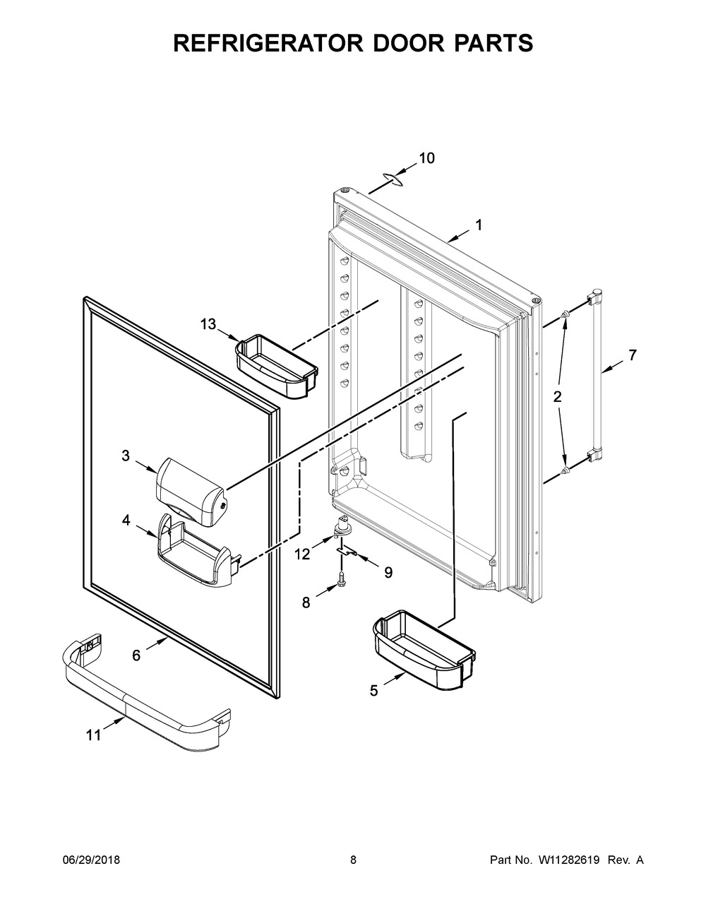 Refrigerator Door Parts Diagram and Parts List for MBR1957FEZ02  Maytag Refrigerator
