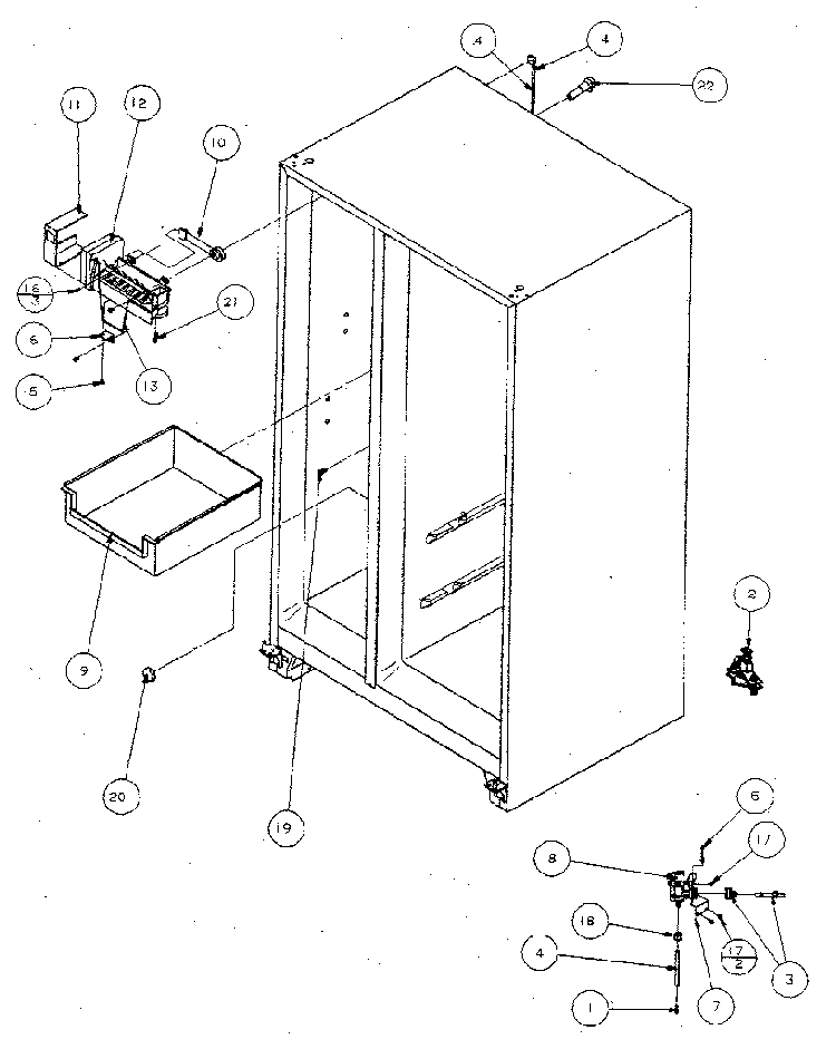 Factory Installed Ice Maker Diagram and Parts List for SX120J-P7870122W  Amana Refrigerator