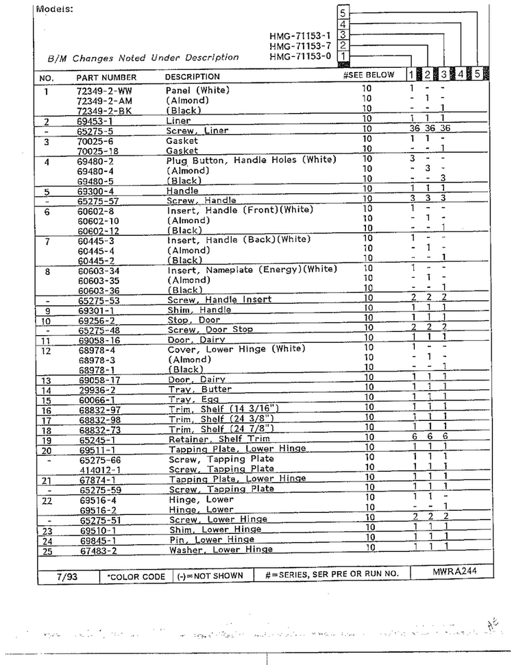 Refrigerator Page 11 Diagram and Parts List for 71153-0A  Admiral Refrigerator