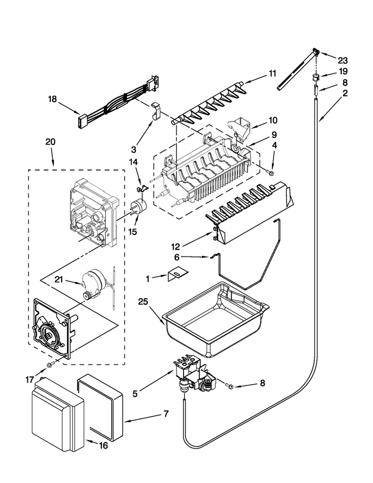 Icemaker Parts Diagram and Parts List for JFC2290VTB3  Jenn-Air Refrigerator