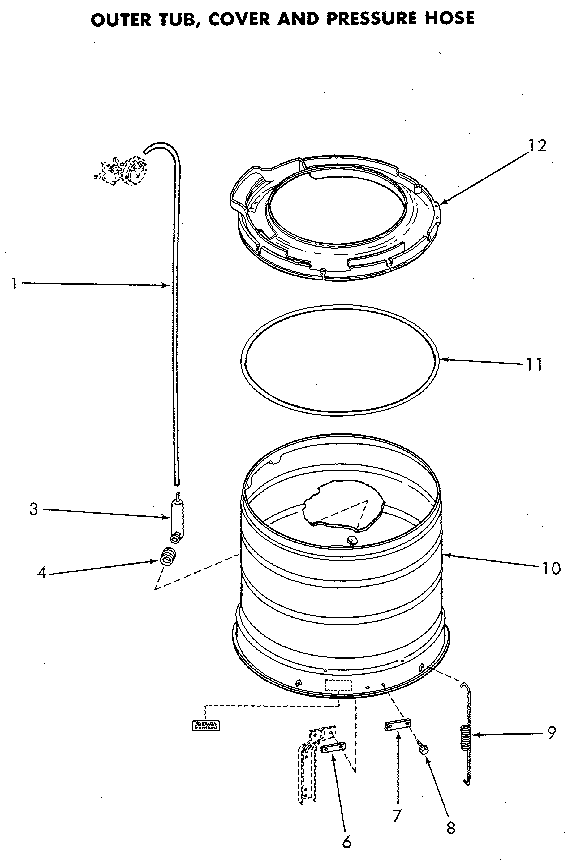 Outer Tub Diagram and Parts List for NA3812L33638  Speed Queen Washer