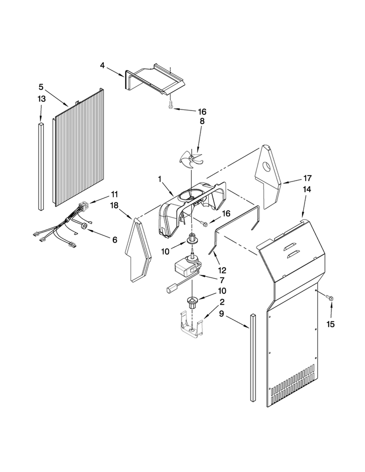 Air Flow Parts Diagram and Parts List for JCB2588WER00  Jenn-Air Refrigerator