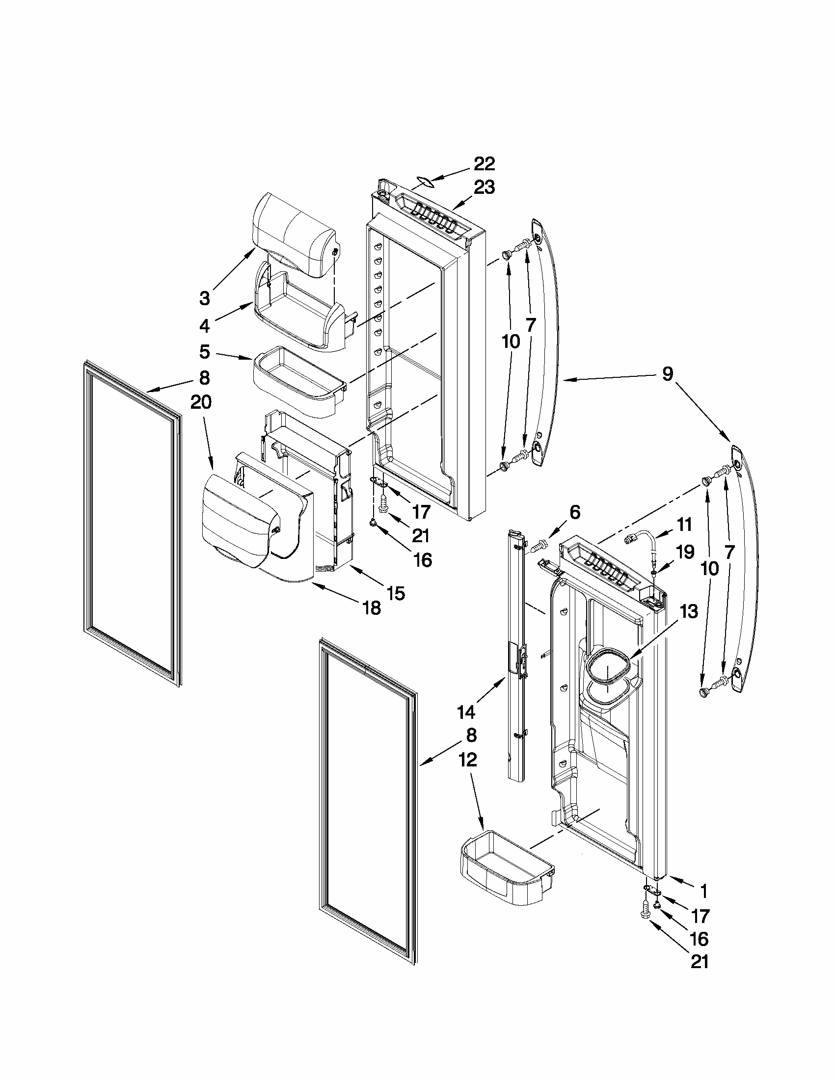 Refrigerator Door Parts Diagram and Parts List for MFI2269VEM1  Maytag Refrigerator