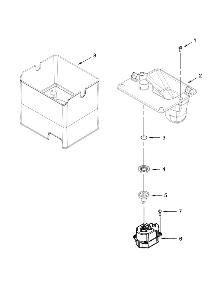 Motor And Ice Container Parts Diagram and Parts List for 7MF2976AEM00  Maytag Refrigerator