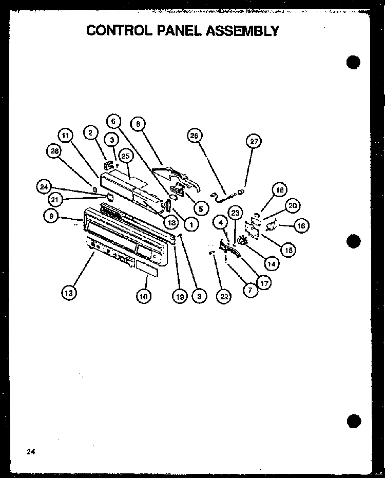 Control Panel Assembly Diagram and Parts List for DUS600B P1139732NB Caloric Dishwasher