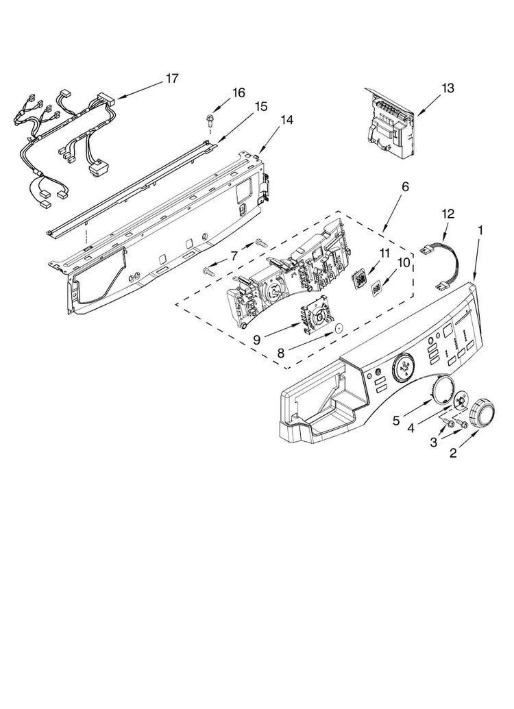 Control Panel Parts Diagram and Parts List for MHWE500VW11  Maytag Washer