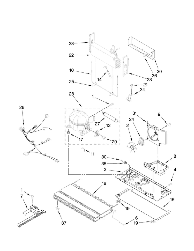 Unit Parts Diagram and Parts List for ABB2522FEB2  Amana Refrigerator
