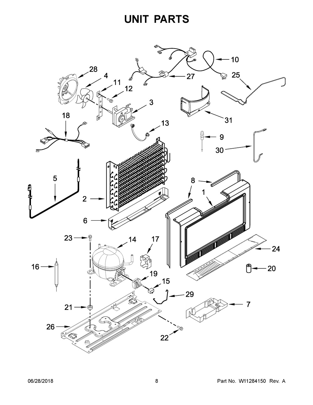 Unit Parts Diagram and Parts List for MZF34X18FW03  Maytag Freezer