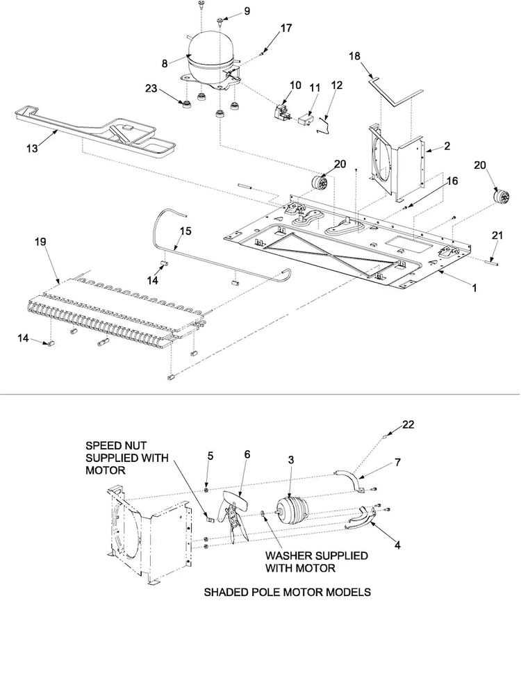 Compressor Diagram and Parts List for ARB8057CB-PARB8057CBO  Amana Refrigerator
