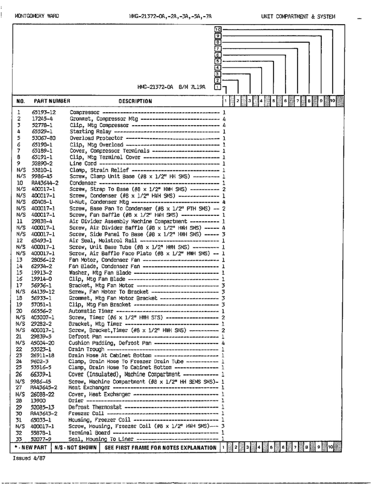 Unit Compartment And System Page 2 Diagram and Parts List for 21372A  Admiral Refrigerator