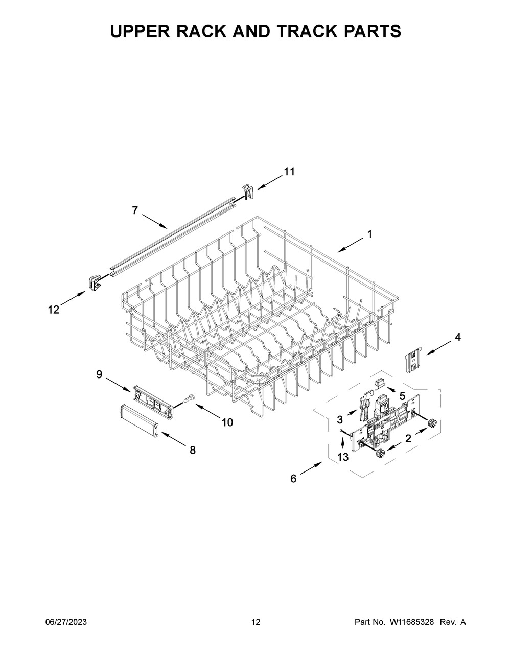 Upper Rack And Track Parts Diagram and Parts List for MDB9959SKZ2  Maytag Dishwasher