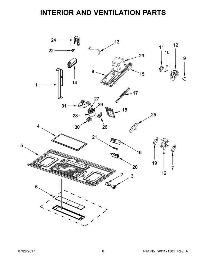 04 - Interior And Ventilation Parts Diagram and Parts List for MMV4205DB4  Maytag Microwave Oven Combo