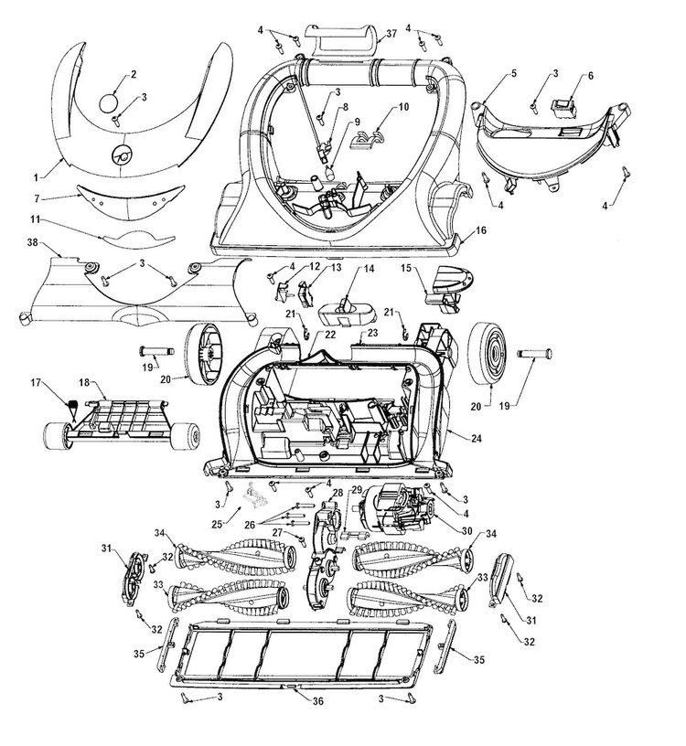 Agitator, Mainbody, Hood Diagram and Parts List for U8131-900  Hoover Upright Vacuum