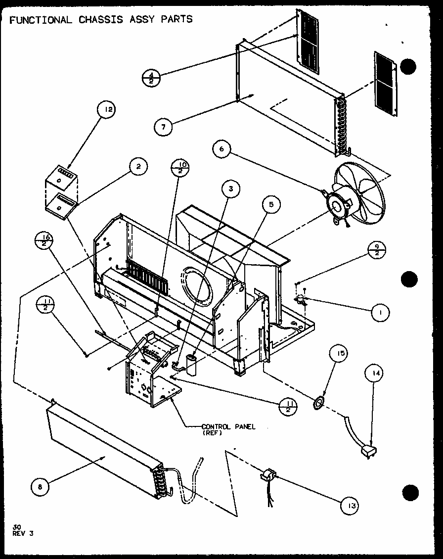 Functional Chassis Assy Parts (pth09300e/p9806808r) (pth09400e/p9806908r) (pth09300ec/p9811808r) (pth09400ec/p9872308r) Diagram and Parts List for PTH09400F P1102701R Amana Air Conditioner