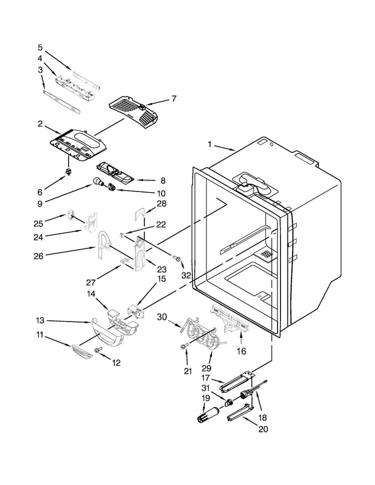 Refrigerator Liner Parts Diagram and Parts List for JFC2089BEM01  Jenn-Air Refrigerator