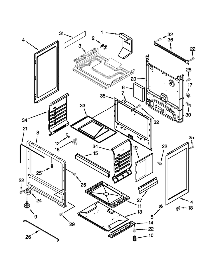 Chassis Parts Diagram and Parts List for CGR3300XDW0  Magic Chef Range