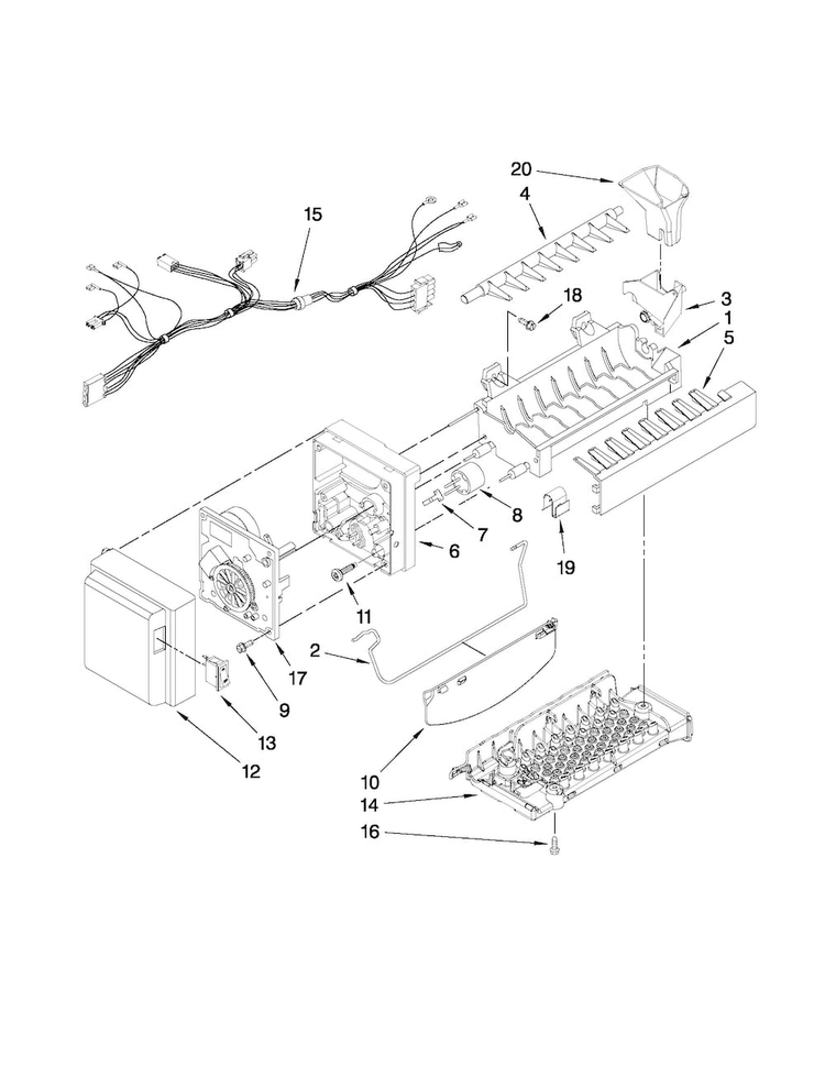 Icemaker Parts Diagram and Parts List for JFI2089WES3  Jenn-Air Refrigerator