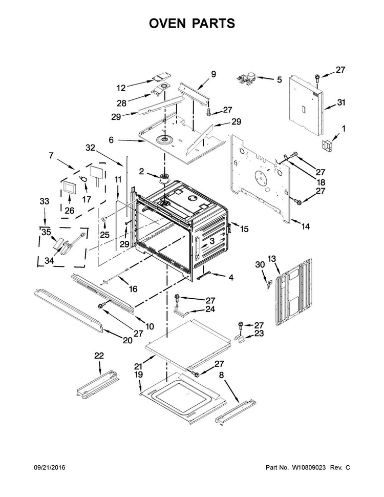Oven Parts Diagram and Parts List for JMW3430DB00  Jenn-Air Microwave