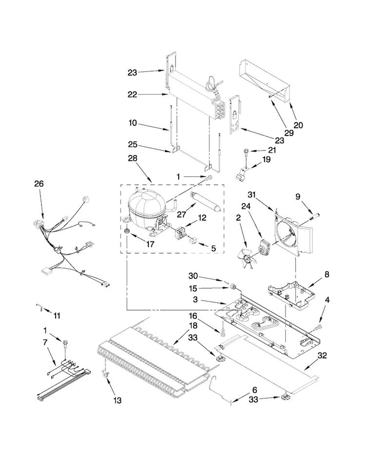 Unit Parts Diagram and Parts List for AFF2534FEW4  Amana Refrigerator