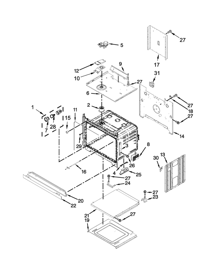 Lower Oven Parts Diagram and Parts List for MEW9630AS02  Maytag Wall Oven