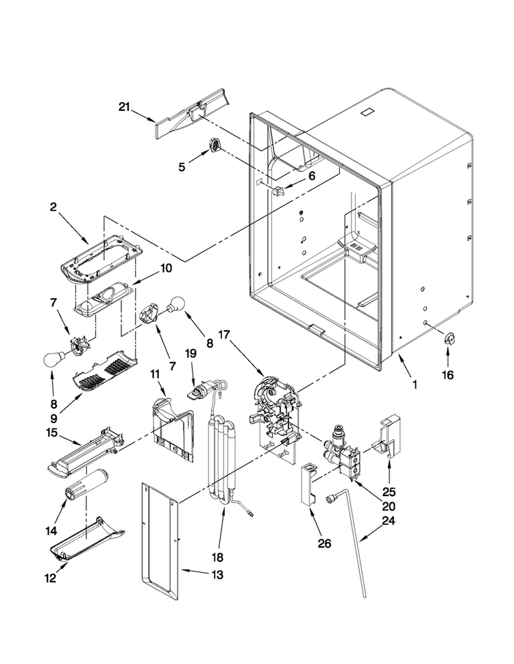 Refrigerator Liner Parts Diagram and Parts List for MFI2665XEB2  Maytag Refrigerator