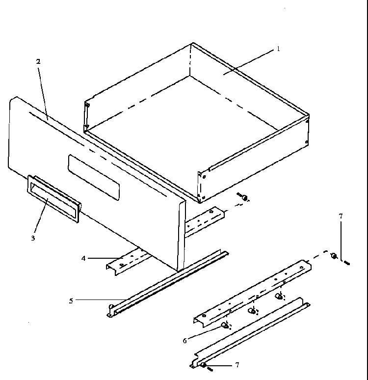 Storage Drawer Diagram and Parts List for EHN3802L P1143207NL Caloric Range